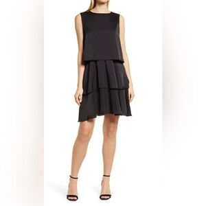 🆕 Sam Edelman Black Ruffled Tiered Mini Dress size 10